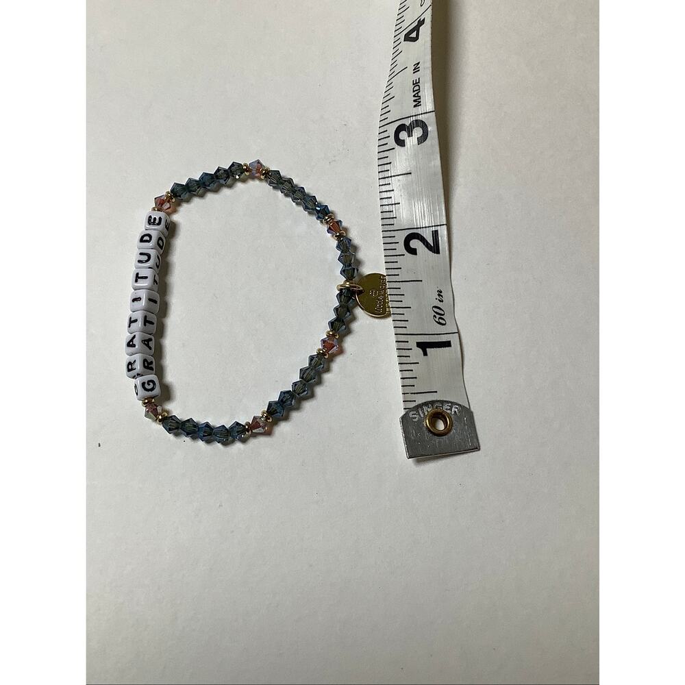 Little Words Project GRATITUDE Crystal Beaded Charm Stretch Bracelet Y2K C2-33 - Picture 5 of 6